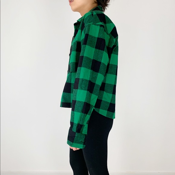 GREEN BUFFALO PLAID FLEECE buttoned down shirt - Picture 6 of 7